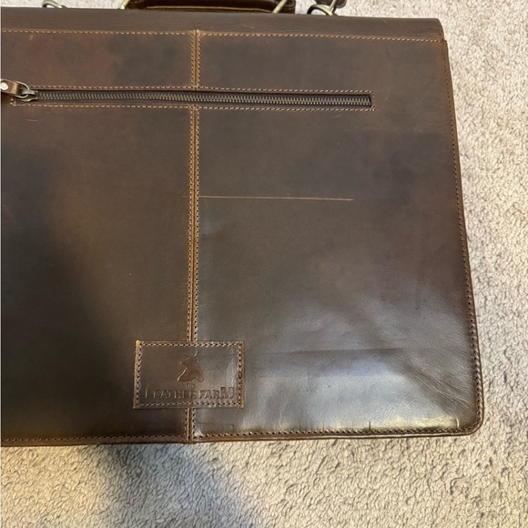 Leather Farm Brown Leather Laptop Case Crossbody Bag - Picture 9 of 11